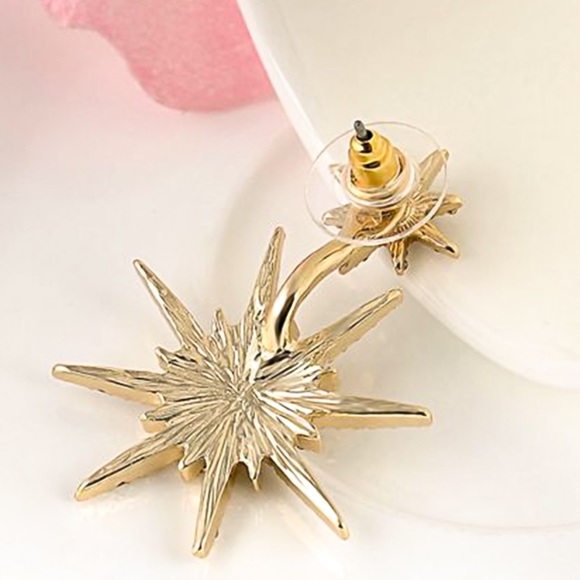 Gold & Crystal Stud Earrings w/Matching Jackets - Picture 5 of 8